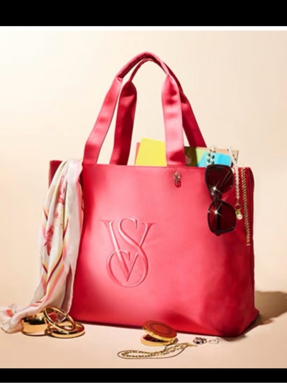 Victoria's Secret Coral Pink Logo Tote